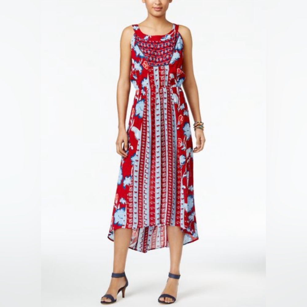 Style & Co. Red and Blue High Low Dress